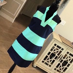 Sail to Sable side zip dress, sleeveless, mint green/navy, size medium